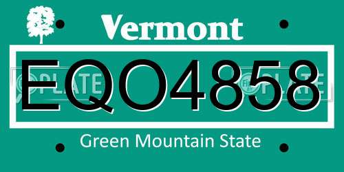 EQO4858 Vermont License Plate