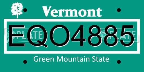 EQO4885 Vermont License Plate