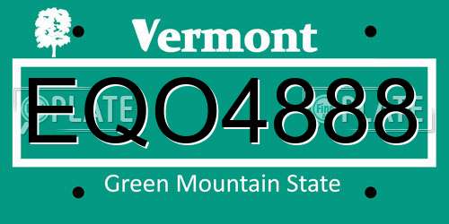 EQO4888 Vermont License Plate