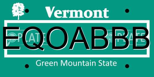 EQOABBB Vermont License Plate