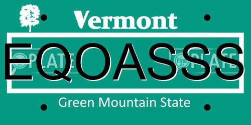 EQOASSS Vermont License Plate