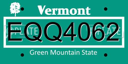 EQQ4062 Vermont License Plate