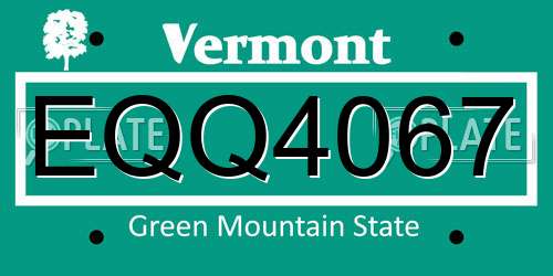 EQQ4067 Vermont License Plate
