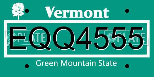 EQQ4555 Vermont License Plate