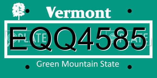 EQQ4585 Vermont License Plate