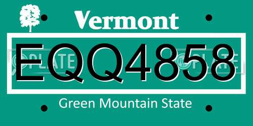 EQQ4858 Vermont License Plate
