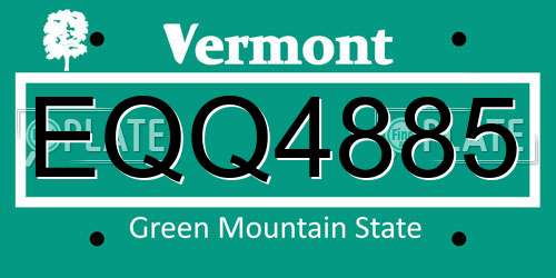 EQQ4885 Vermont License Plate