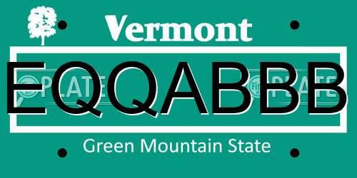 EQQABBB Vermont License Plate