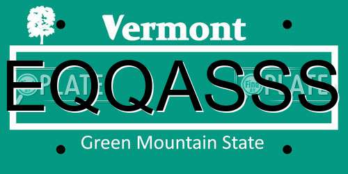 EQQASSS Vermont License Plate