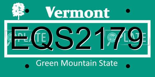 EQS2179 Vermont License Plate