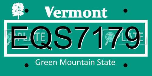 EQS7179 Vermont License Plate