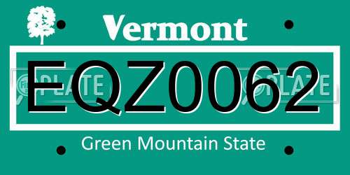 EQZ0062 Vermont License Plate