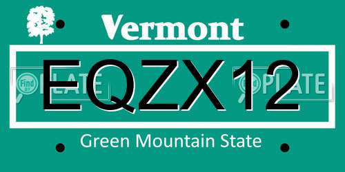 EQZX12 Vermont License Plate