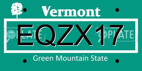 EQZX17 Vermont License Plate