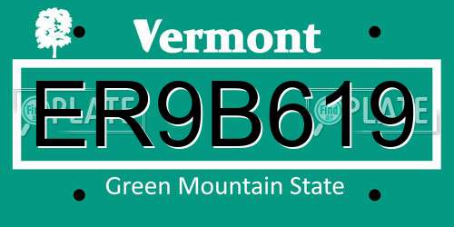 ER9B619 Vermont License Plate