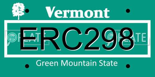 ERC298 Vermont License Plate