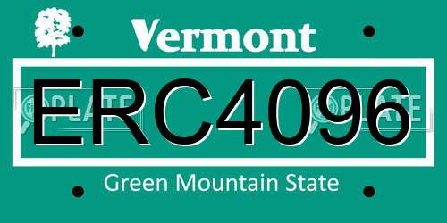 ERC4096 Vermont License Plate