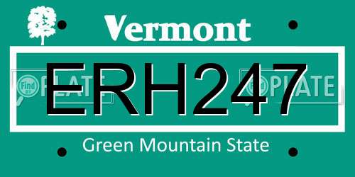ERH247 Vermont License Plate
