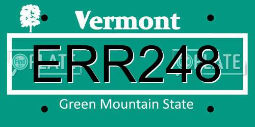 ERR248 Vermont License Plate