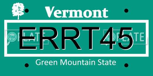 ERRT45 Vermont License Plate