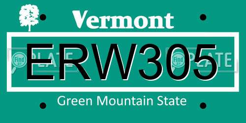 ERW305 Vermont License Plate