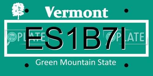 ES1B7I Vermont License Plate