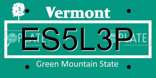 ES5L3P Vermont License Plate