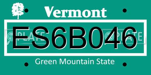 ES6B046 Vermont License Plate
