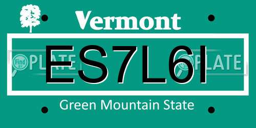 ES7L6I Vermont License Plate