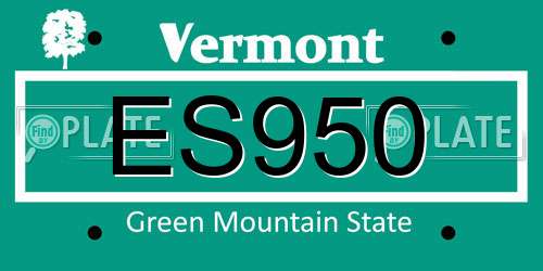 ES950 Vermont License Plate