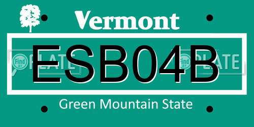 ESB04B Vermont License Plate