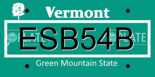 ESB54B Vermont License Plate