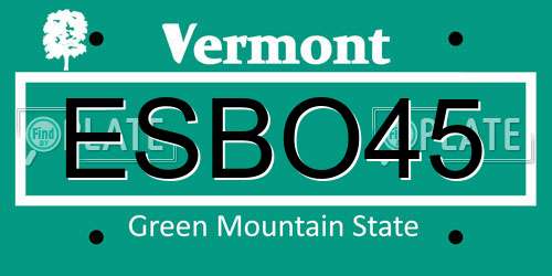 ESBO45 Vermont License Plate