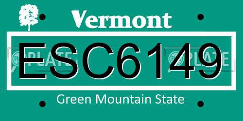 ESC6149 Vermont License Plate
