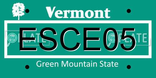 ESCE05 Vermont License Plate