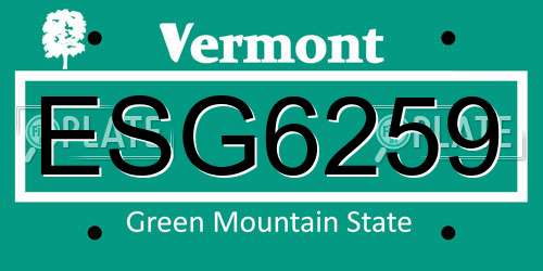 ESG6259 Vermont License Plate