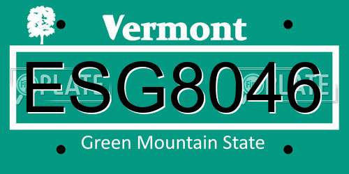 ESG8046 Vermont License Plate