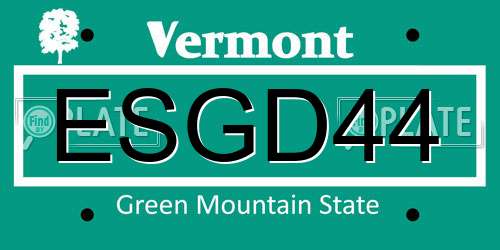 ESGD44 Vermont License Plate
