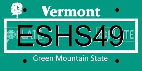 ESHS49 Vermont License Plate