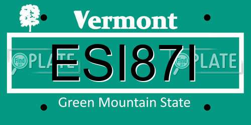 ESI87I Vermont License Plate