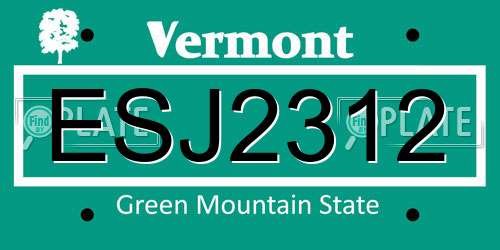 ESJ2312 Vermont License Plate