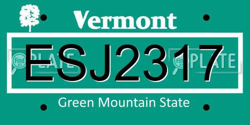 ESJ2317 Vermont License Plate