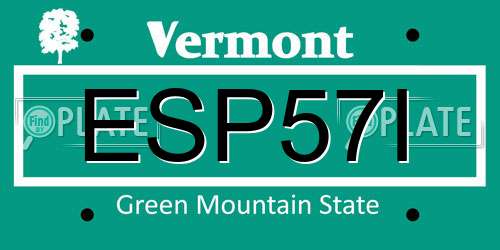 ESP57I Vermont License Plate