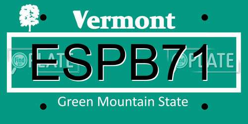 ESPB71 Vermont License Plate