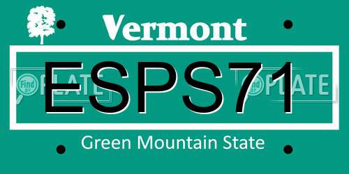ESPS71 Vermont License Plate