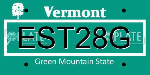 EST28G Vermont License Plate