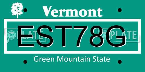 EST78G Vermont License Plate