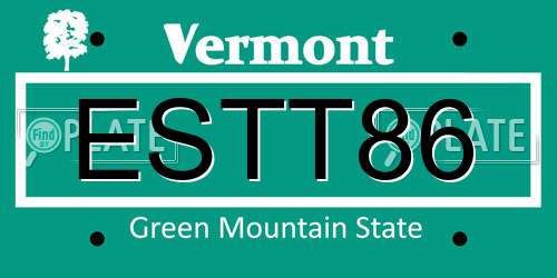 ESTT86 Vermont License Plate