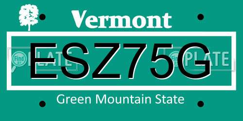 ESZ75G Vermont License Plate