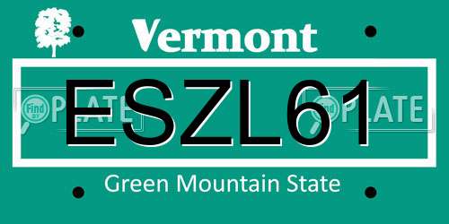 ESZL61 Vermont License Plate
